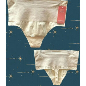Yummie L/XL Nude 2 Ply Waistband Light Compression Seamless Shaping Thong Panty